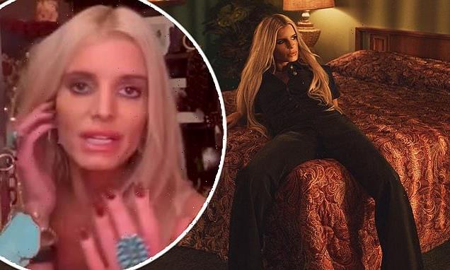 Jessica Simpson poses seductively on a bed after viral Pottery Barn ad ...