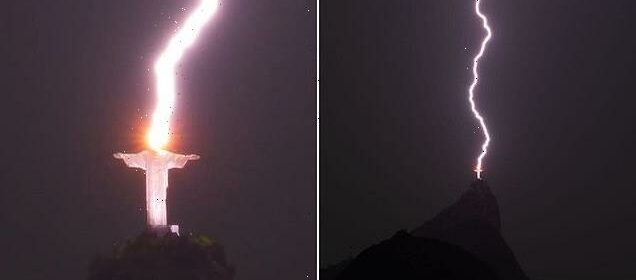 Moment A Huge Bolt Of Lightning Strikes Worlds Statue In Brazil Hot Lifestyle News 